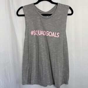 Squad Goals Athletic Tee Large Gray/Pink -Diamond Cut Out Back -Twist Sides